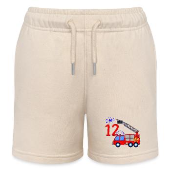 Fire engine 12 birthday children - Kids Organic Sweat Shorts by Stanley/Stella - soft Ecru - Front