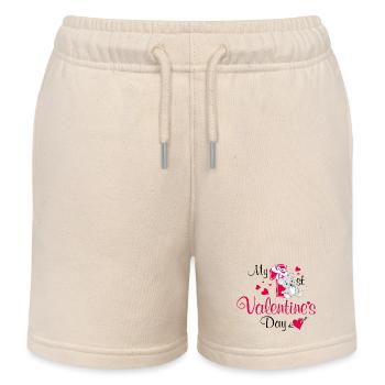 Mein erster Valentinstag. Niedliches Design - Kinder Organic Joggingshorts Mini Bolter von Stanley/Stella - Natur - Vorne