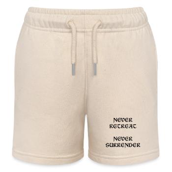 Never Retreat Never Surrender - Kids Organic Sweat Shorts by Stanley/Stella - soft Ecru - Front