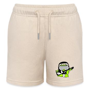Cool Party Monster Alien Plays Guitar Music - Kids Organic Sweat Shorts by Stanley/Stella - soft Ecru - Front
