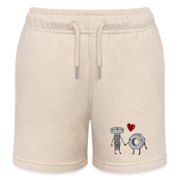 Bolt and nut in love - Kids Organic Sweat Shorts by Stanley/Stella - soft Ecru - Front