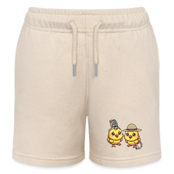 Wilder Westen Western Küken Hühner Huhn - Kinder Organic Joggingshorts Mini Bolter von Stanley/Stella - Natur - Vorne
