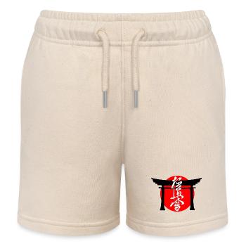 Kyokushin geschrieben in japanischen Kanji weiß Torii - Kinder Organic Joggingshorts Mini Bolter von Stanley/Stella - Natur - Vorne
