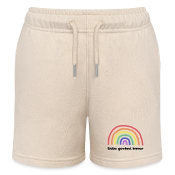 Regenbogen Liebe Statement Freiheit Frieden - Kinder Organic Joggingshorts Mini Bolter von Stanley/Stella - Natur - Vorne