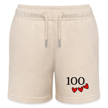 100. 100 YEARS. 100th ANNIVERSARY. 100 BIRTHDAY - Kids Organic Sweat Shorts by Stanley/Stella - soft Ecru - Front