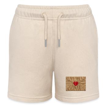 Liebesbrief im bestickten Look (gedruckt) - Kinder Organic Joggingshorts Mini Bolter von Stanley/Stella - Natur - Vorne