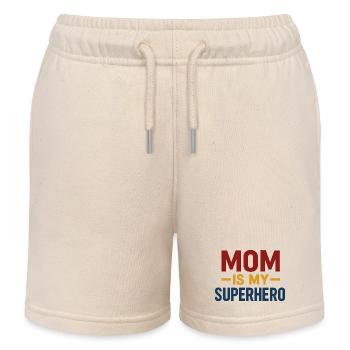 Maman Superhéros — Typographie audacieuse - Short de jogging enfant bio Stanley/Stella - écru doux - Devant