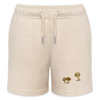 Watercolor Mushroom Duo - Kids Organic Sweat Shorts by Stanley/Stella - soft Ecru - Front