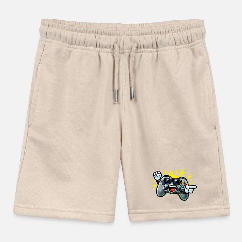 Retro Controller Fun Kids Organic Sweat Shorts by Stanley/Stella