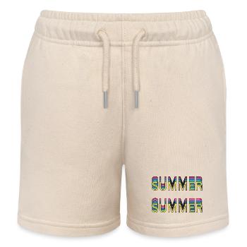 Sommer Regenbogen Schrift - Kinder Organic Joggingshorts Mini Bolter von Stanley/Stella - Natur - Vorne