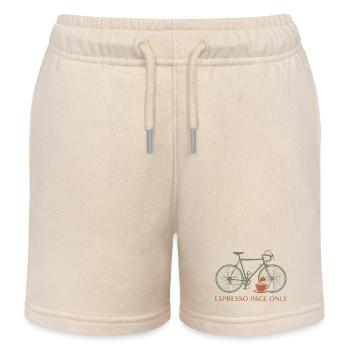 Espresso Pace Bicycle Tee - Kids Organic Sweat Shorts by Stanley/Stella - soft Ecru - Front
