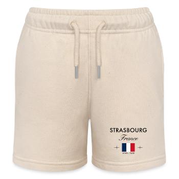 Strasbourg France Coordinates Travel Souvenir - Kids Organic Sweat Shorts by Stanley/Stella - soft Ecru - Front