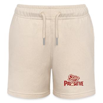 Stay Positive Pfotenprint Retro - Kinder Organic Joggingshorts Mini Bolter von Stanley/Stella - Natur - Vorne