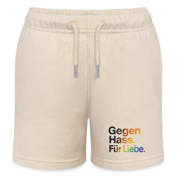 Gegen Hass Für Liebe für Frauen & Männer CSD - Kinder Organic Joggingshorts Mini Bolter von Stanley/Stella - Natur - Vorne