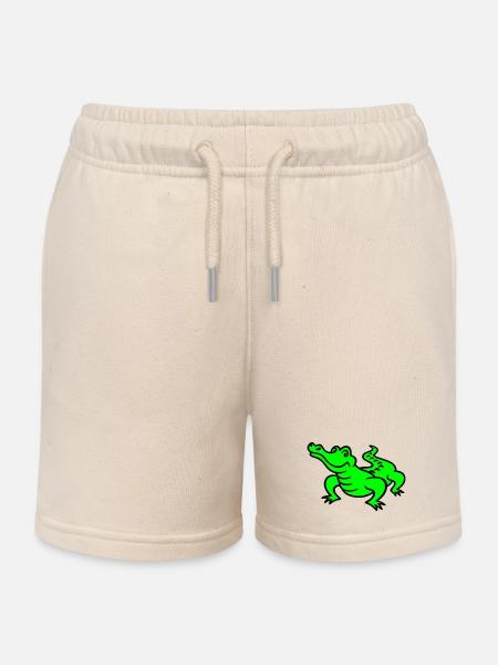crocodile (a) - Kids Organic Sweat Shorts by Stanley/Stella - soft Ecru