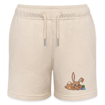 Dreaming cartoon easter bunny - Kids Organic Sweat Shorts by Stanley/Stella - soft Ecru - Front