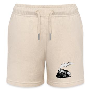 dampflok railroad locomotive romance - Kids Organic Sweat Shorts by Stanley/Stella - soft Ecru - Front