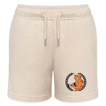 Tiger Muscle Bodybuilder - Kids Organic Sweat Shorts by Stanley/Stella - soft Ecru - Front