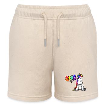 LGBT Einhorn Gay Pride Regenbogen Luftballons - Kinder Organic Joggingshorts Mini Bolter von Stanley/Stella - Natur - Vorne