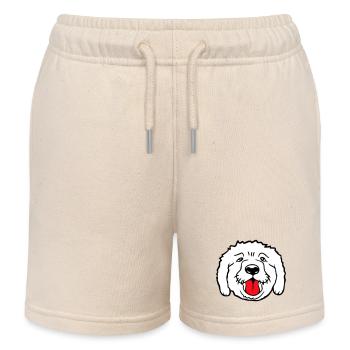 Dear dog sticks out his tongue happily - Kids Organic Sweat Shorts by Stanley/Stella - soft Ecru - Front