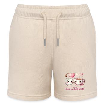 Du bist der Zucker in meiner Tasse Tee, Valentinstag - Kinder Organic Joggingshorts Mini Bolter von Stanley/Stella - Natur - Vorne