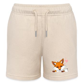 Spähender süßer, schüchterner Fuchs mit Herzen - Kinder Organic Joggingshorts Mini Bolter von Stanley/Stella - Natur - Vorne