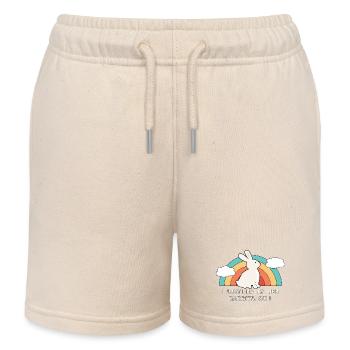 80's 90's Retro Sun with Bunny Rabbit Saying - Kids Organic Sweat Shorts by Stanley/Stella - soft Ecru - Front