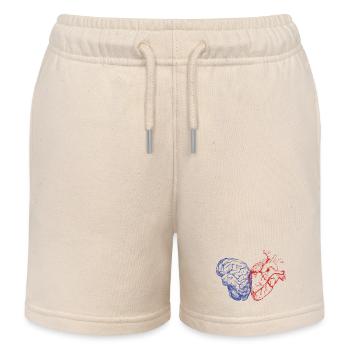 Brain and heart - Kids Organic Sweat Shorts by Stanley/Stella - soft Ecru - Front