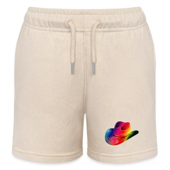 Cowboy Hat, Western Hat in Rainbow Colors - Kids Organic Sweat Shorts by Stanley/Stella - soft Ecru - Front