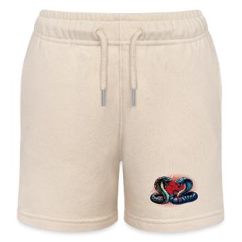 motif serpent Cobra dynamique et coloré - Short de jogging enfant bio Stanley/Stella - écru doux - Devant