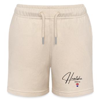 Kroatien Flagge, ich liebe Kroatien - Kinder Organic Joggingshorts Mini Bolter von Stanley/Stella - Natur - Vorne