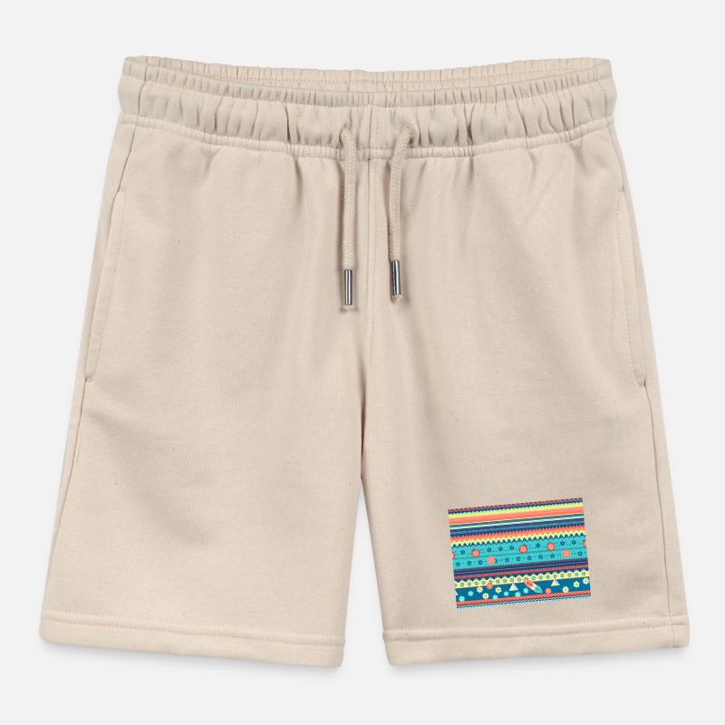 Colorful Boho Winter Pattern Kids Organic Sweat Shorts by Stanley/Stella