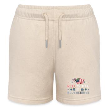 Red White & Blueberries Patriotic Design - Kinder Organic Joggingshorts Mini Bolter von Stanley/Stella - Natur - Vorne