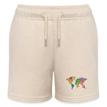 Weltkarte Aquarell Regenbogen - Kinder Organic Joggingshorts Mini Bolter von Stanley/Stella - Natur - Vorne