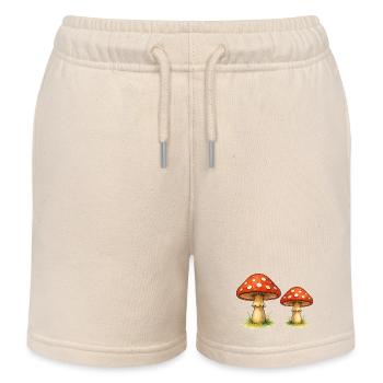 Rote Fliegenpilze im Gras - Kinder Organic Joggingshorts Mini Bolter von Stanley/Stella - Natur - Vorne