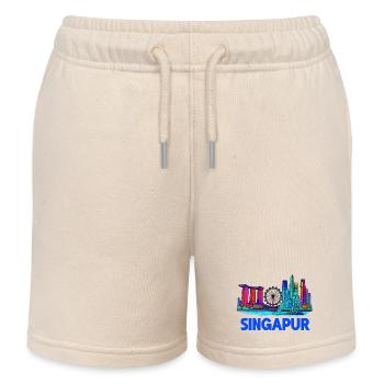 Skyline von Singapur - Kinder Organic Joggingshorts Mini Bolter von Stanley/Stella - Natur - Vorne