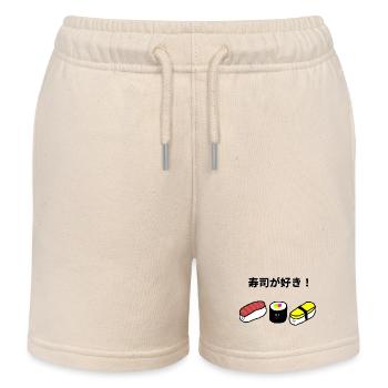 Sushi Kawaii  "J'aime les sushis" - Short de jogging enfant bio Stanley/Stella - écru doux - Devant