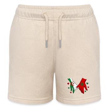 Algérie-Maroc Drapeau main dans la main - Short de jogging enfant bio Stanley/Stella - écru doux - Devant
