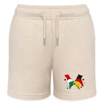 Hongrie, drapeaux allemands se tenant la main - Short de jogging enfant bio Stanley/Stella - écru doux - Devant