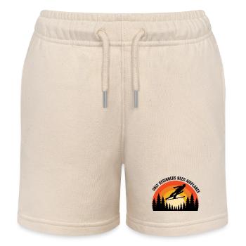 Retro Skispringer im Sonnenuntergang - Kinder Organic Joggingshorts Mini Bolter von Stanley/Stella - Natur - Vorne