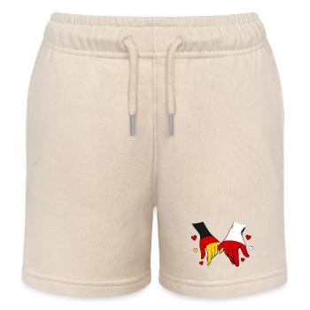 Drapeaux de l’Allemagne et de la Pologne se tenant la main - Short de jogging enfant bio Stanley/Stella - écru doux - Devant