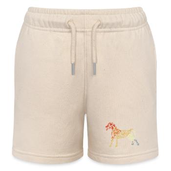 Vintage Hund Skizze - Kinder Organic Joggingshorts Mini Bolter von Stanley/Stella - Natur - Vorne