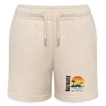 Sonnenuntergang über Hafenstadt-Silhouette - Kinder Organic Joggingshorts Mini Bolter von Stanley/Stella - Natur - Vorne