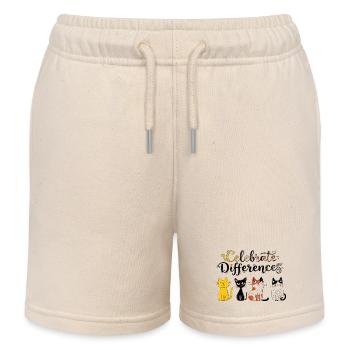 Célébrer les differences félines - Short de jogging enfant bio Stanley/Stella - écru doux - Devant