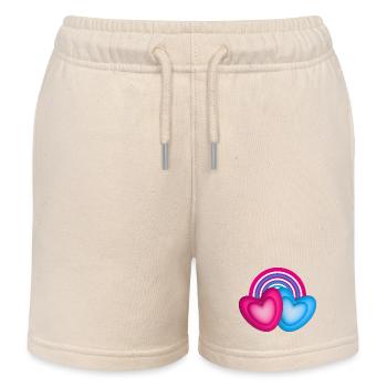 Zwei große Herzen mit Herz in Herz. - Kinder Organic Joggingshorts Mini Bolter von Stanley/Stella - Natur - Vorne