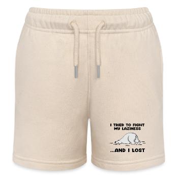 J’ai essayé de combattre ma paresse et j’ai perdu - Short de jogging enfant bio Stanley/Stella - écru doux - Devant