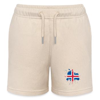 Iceland Flag Spot Design - Kids Organic Sweat Shorts by Stanley/Stella - soft Ecru - Front