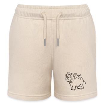 🦏 Rhino motif for children's clothing, bags & more - Kids Organic Sweat Shorts by Stanley/Stella - soft Ecru - Front