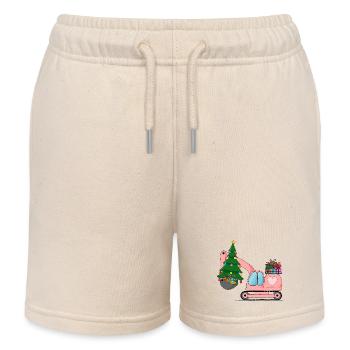 Excavatrice Noël Rose - Short de jogging enfant bio Stanley/Stella - écru doux - Devant