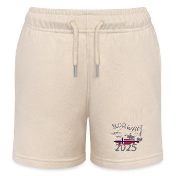 Norwegen 2025 Seehecht mit Bergen und Elch Angeln - Kinder Organic Joggingshorts Mini Bolter von Stanley/Stella - Natur - Vorne